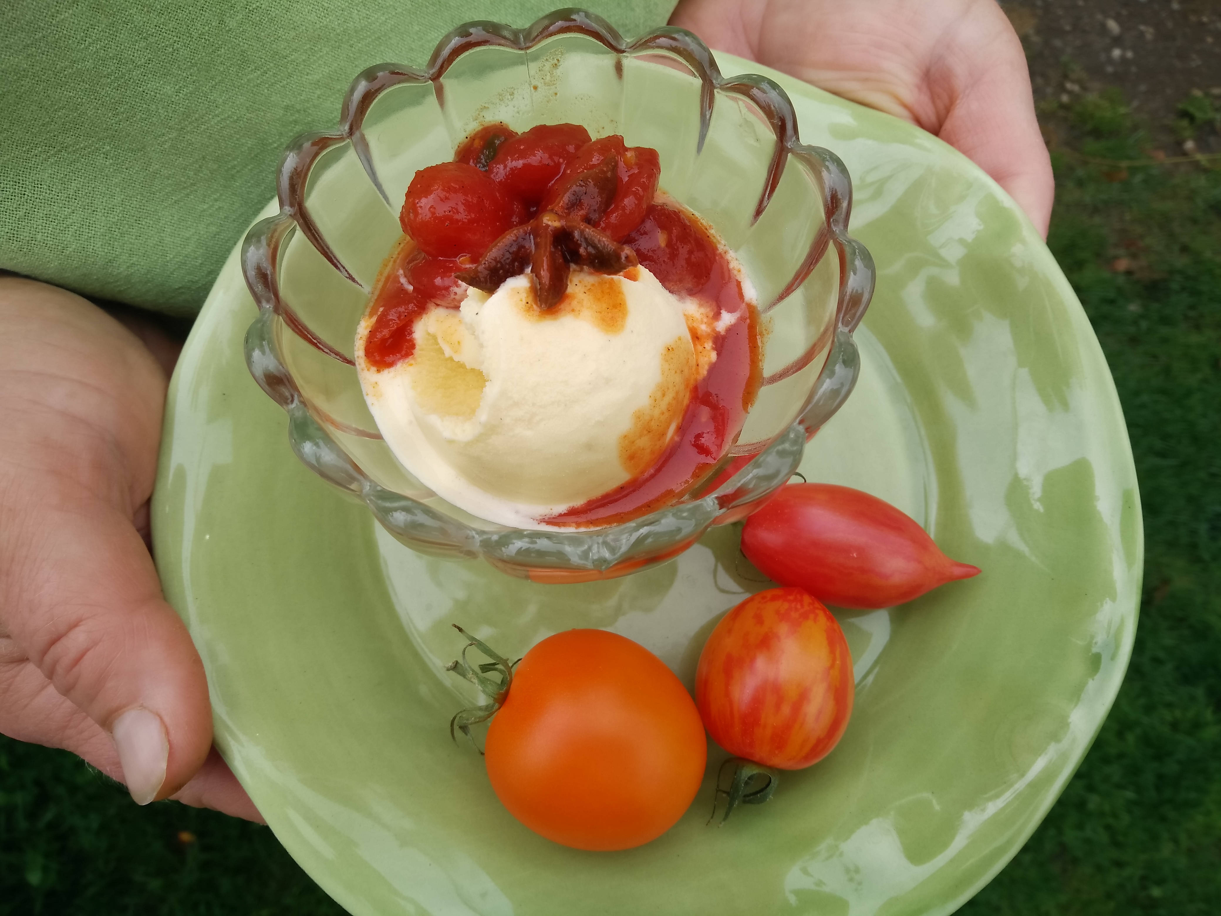 karamelliserade tomater med glass